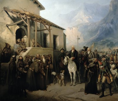 Il feldmaresciallo Alexander Suvorov sulla cima del San Gottardo, 13 settembre 1799, 1855 da Adolf Jossifowitsch Charlemagne